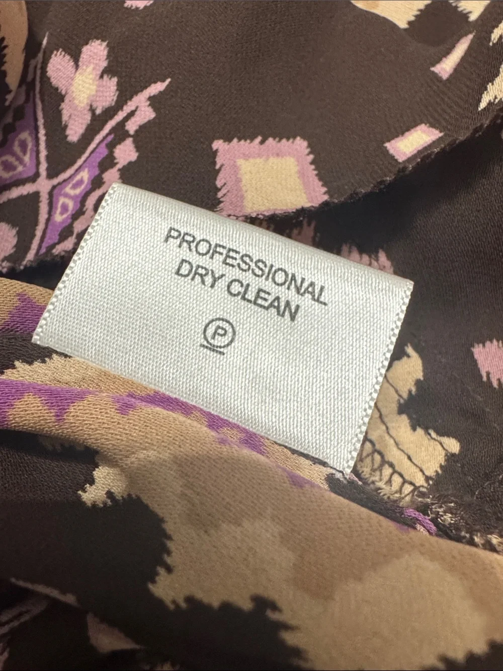 TORY BURCH Geo Print Peasant Blouse 4 18.5” P2P Brown/Purple NWOT
